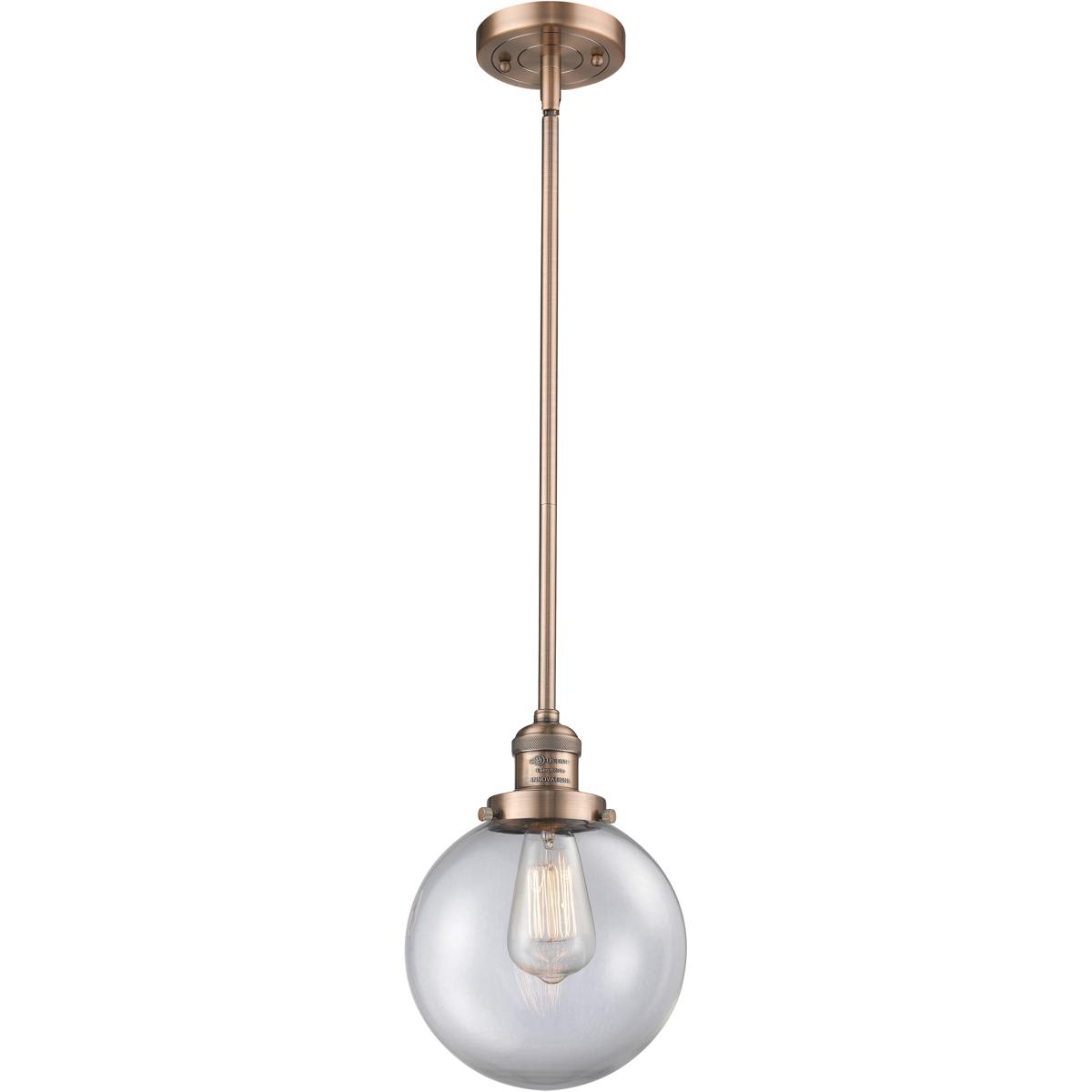 Innovations Lighting  201S-AC-G202-8 Franklin Restoration Beacon Mini Pendant Antique Copper