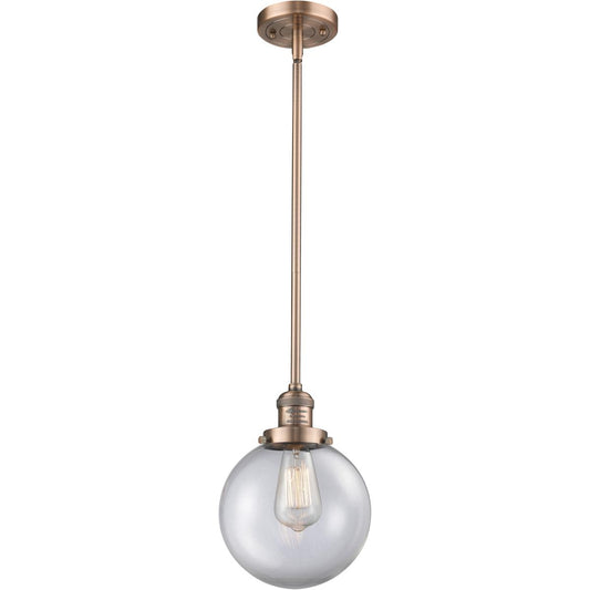 Innovations Lighting  201S-AC-G202-8 Franklin Restoration Beacon Mini Pendant Antique Copper
