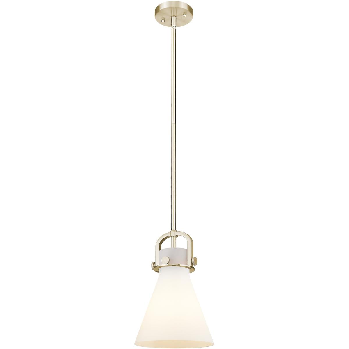 Innovations Lighting  410-1SS-CB-G411-8WH Newton Cone Mini Pendant Champagne Bronze