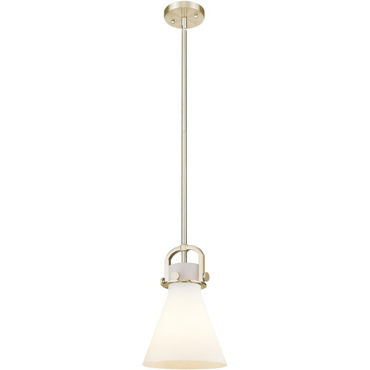 Innovations Lighting  410-1SS-CB-G411-8WH Newton Cone Mini Pendant Champagne Bronze