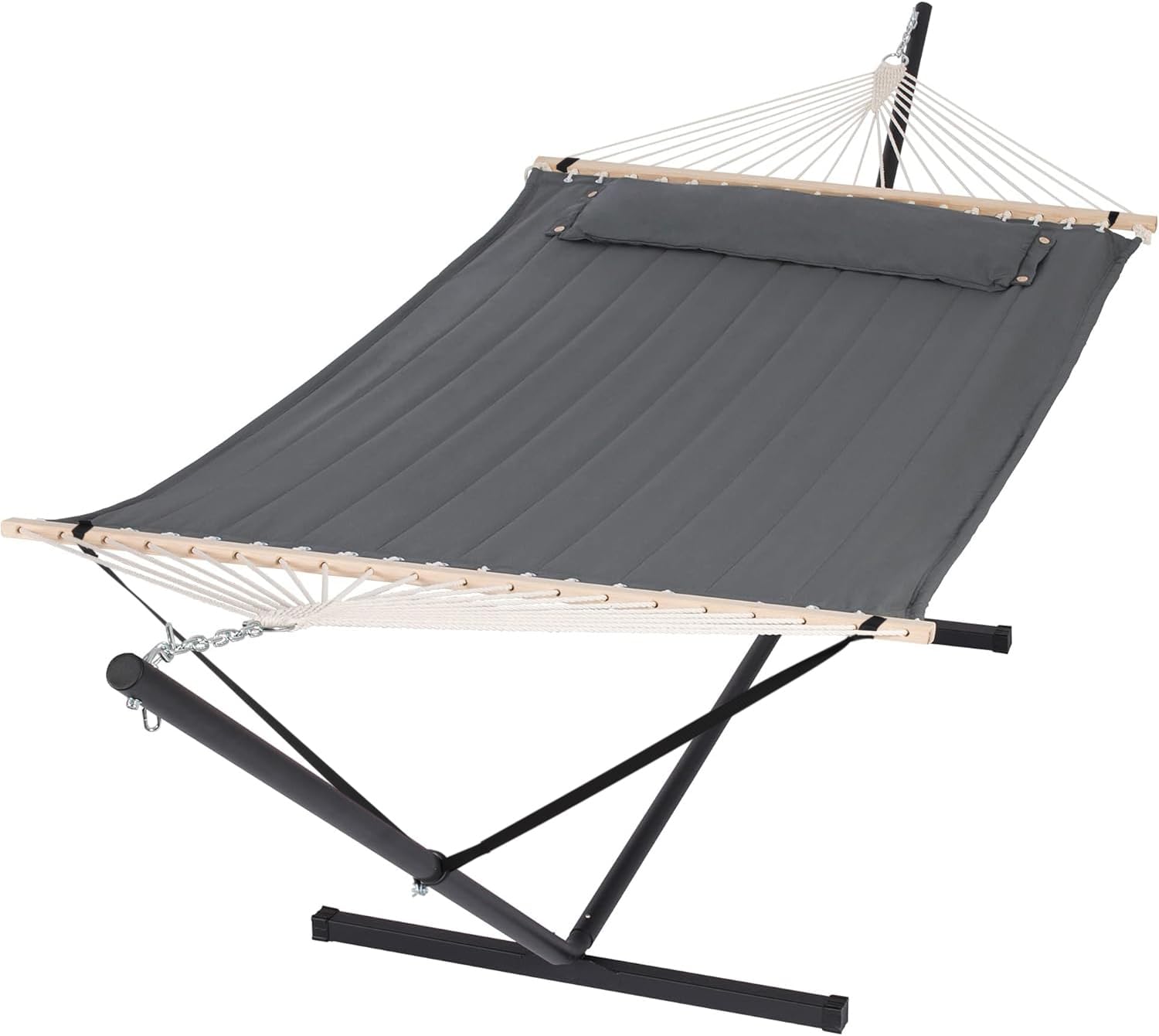 SUNCREAT  2 Person Hammock with Stand Heavy Duty Portable Hammocks 475 lbs Capacity Dark Grey