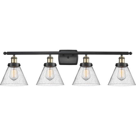Innovations Lighting  916-4W-BAB-G44 Ballston Large Cone Bathroom Vanity Light Black Antique Brass