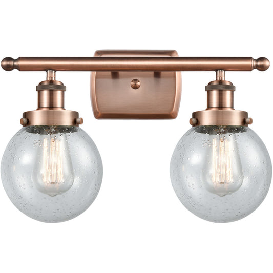 Innovations Lighting  916-2W-AC-G204-6-LED Ballston Beacon Bathroom Vanity Light Antique Copper