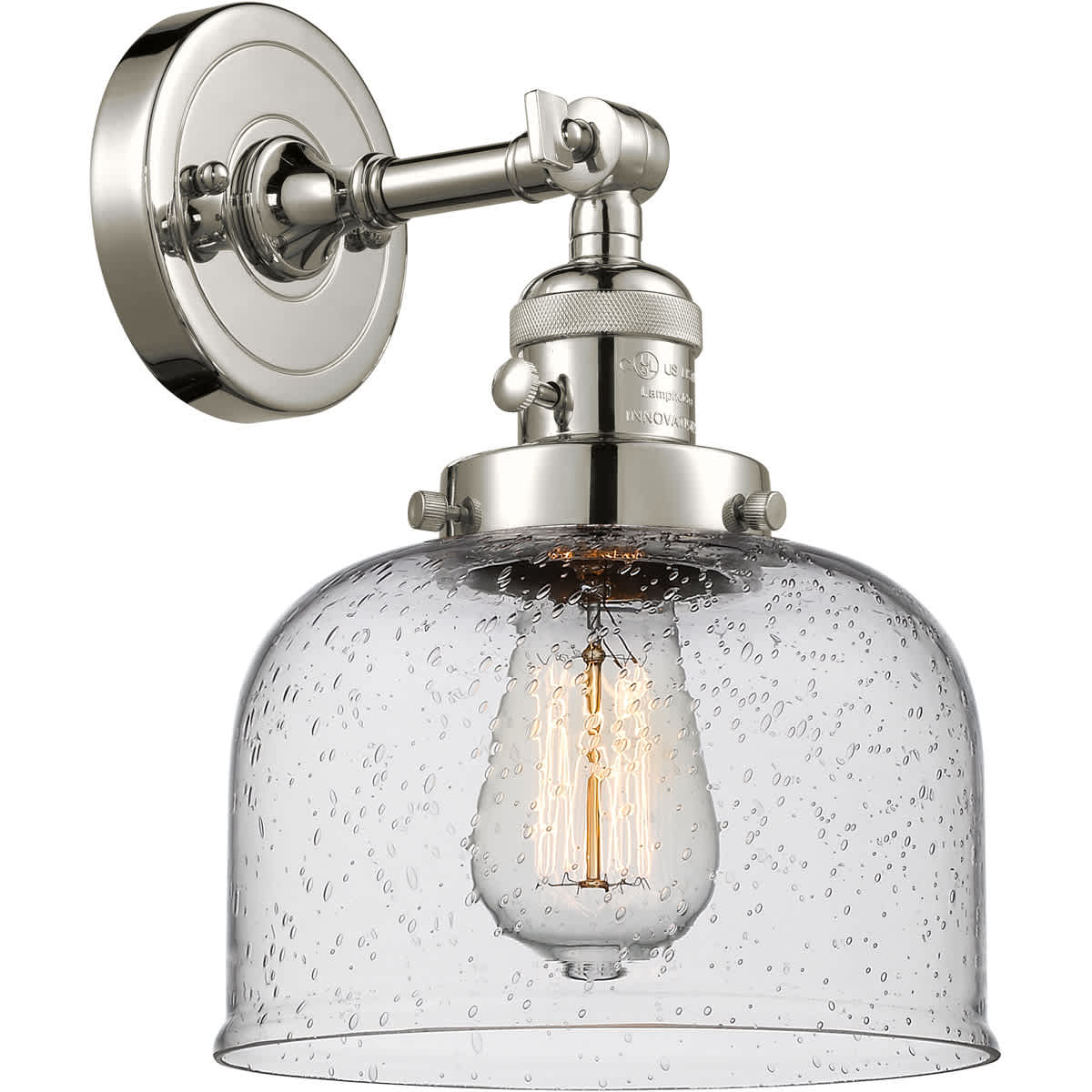 Innovations Lighting  203SW-PN-G74-LED Franklin Restoration Large Bell Wall Sconce Polished Nickel