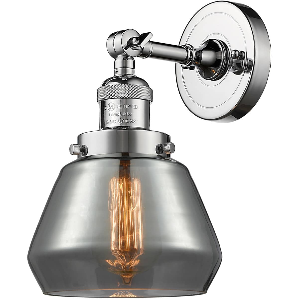 Innovations Lighting  203-PC-G173-LED Franklin Restoration Fulton Wall Sconce Polished Chrome