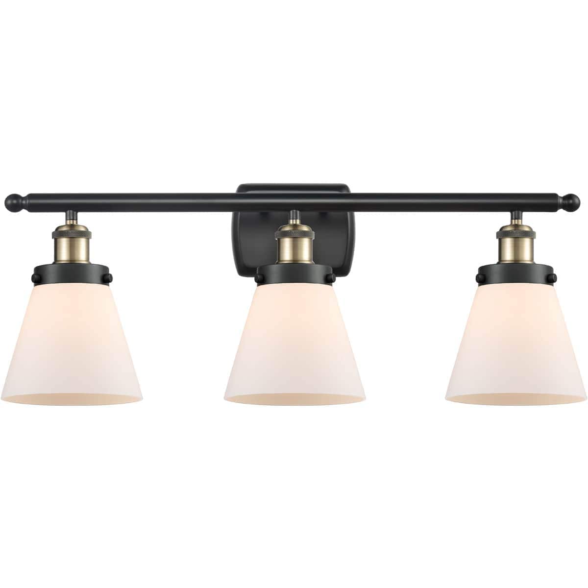 Innovations Lighting  916-3W-BAB-G61 Ballston Small Cone Bathroom Vanity Light Black Antique Brass