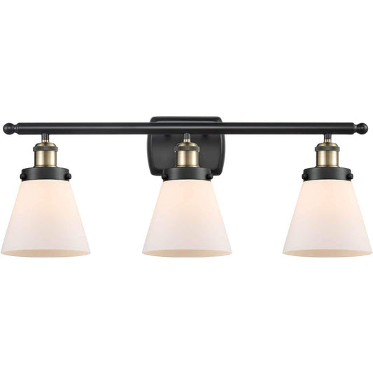 Innovations Lighting  916-3W-BAB-G61 Ballston Small Cone Bathroom Vanity Light Black Antique Brass