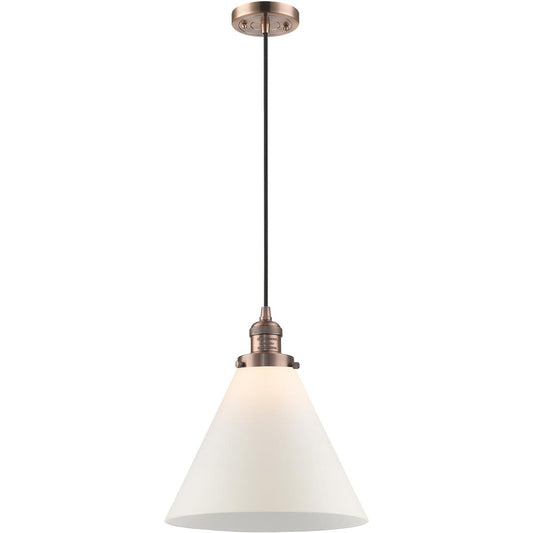 Innovations Lighting  201C-AC-G41-L-LED Franklin Restoration Cone Mini Pendant Antique Copper
