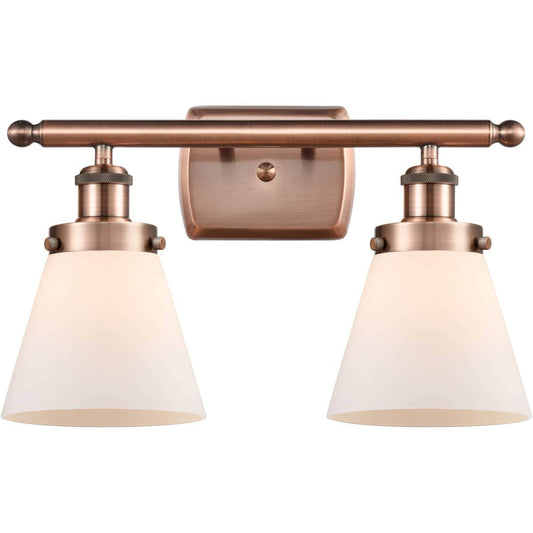 Innovations Lighting  916-2W-AC-G61-LED Ballston Small Cone Bathroom Vanity Light Antique Copper