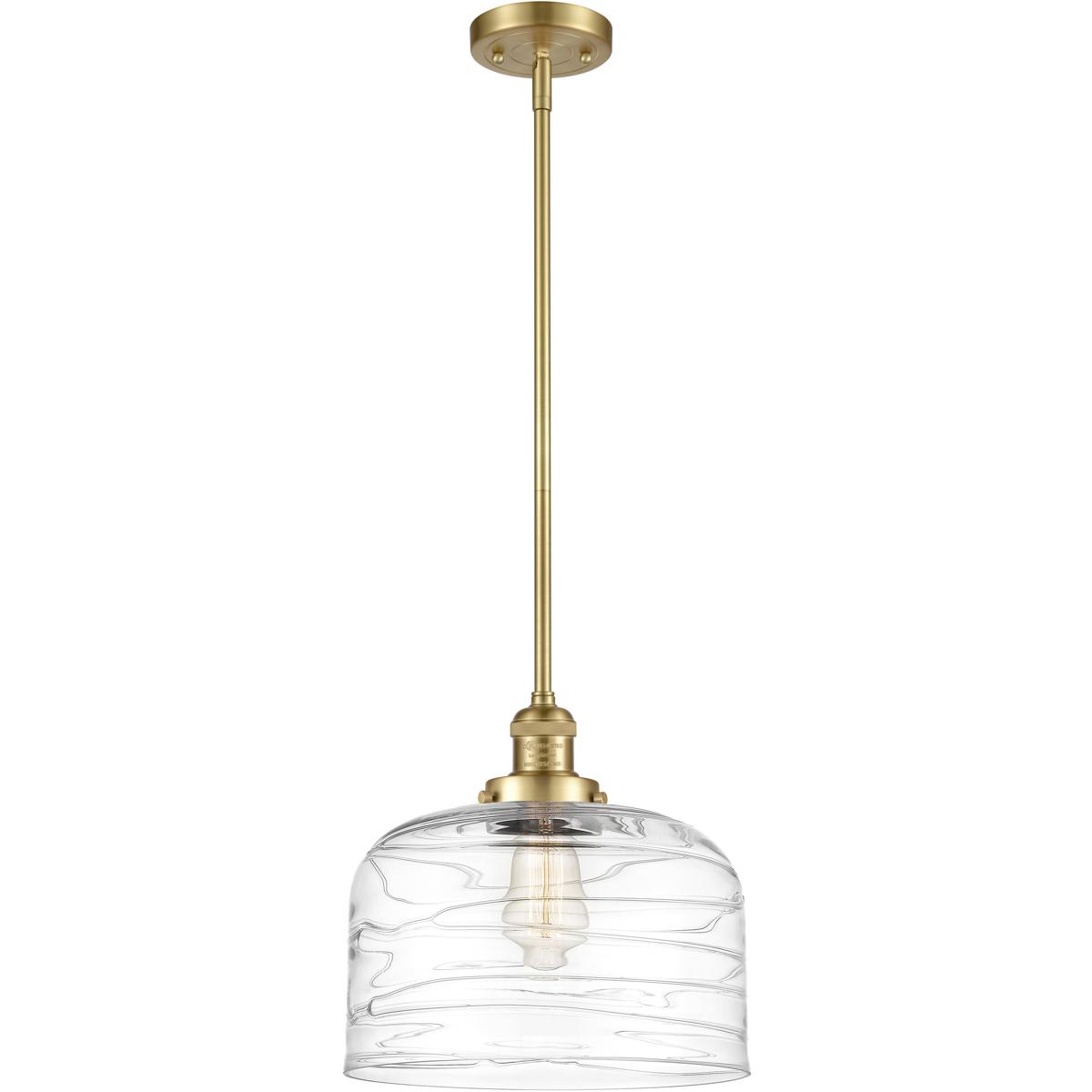 Innovations Lighting  201S-SG-G713-L Franklin Restoration Bell Mini Pendant Satin Gold