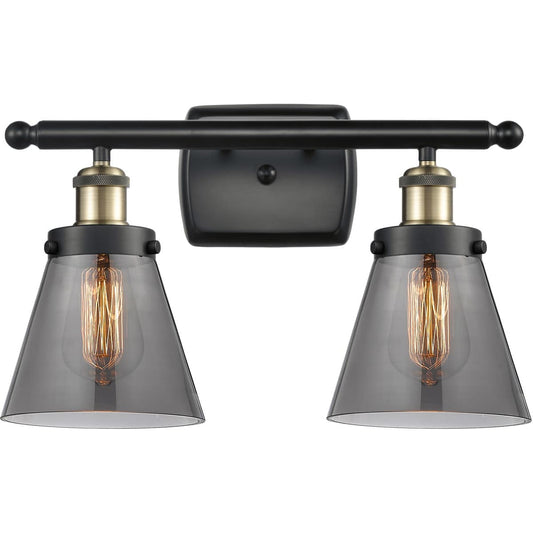 Innovations Lighting  916-2W-BAB-G63 Ballston Small Cone Bathroom Vanity Light Black Antique Brass