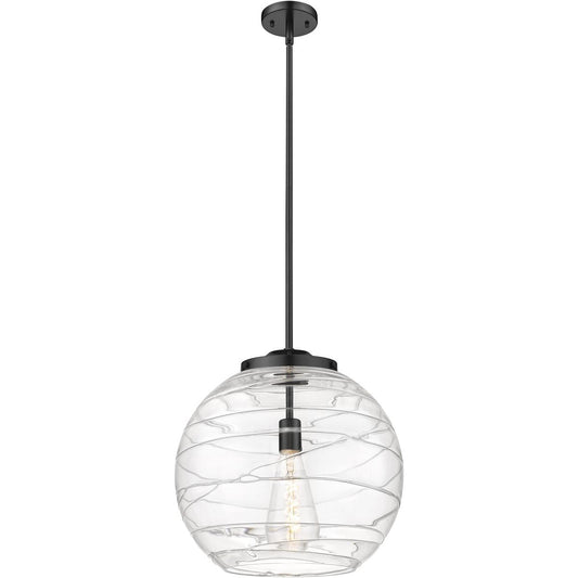 Innovations Lighting  221-1S-BK-G1213-16-BB-95-LED Ballston Athens Deco Swirl Pendant Matte Black