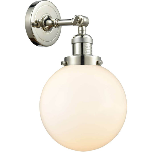 Innovations Lighting  203-PN-G201-8-LED Franklin Restoration Large Beacon Wall Sconce Polished Nickel