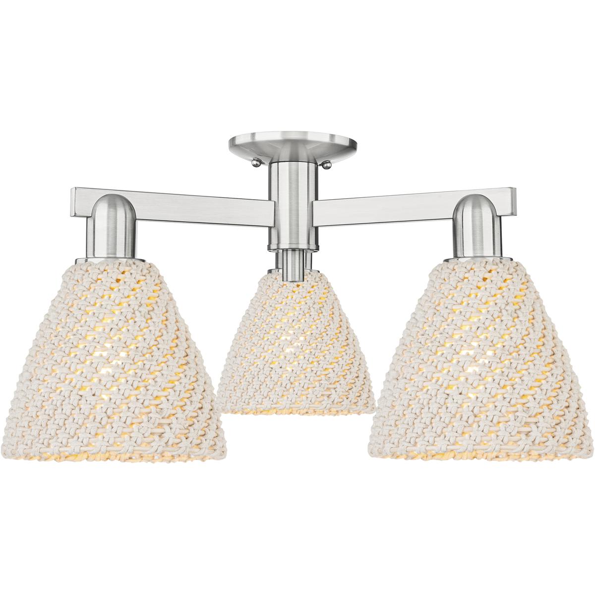 Innovations Lighting  716-3F-SN-NBD-75-NAT Natural Ballston Dome Semi-Flush Mount