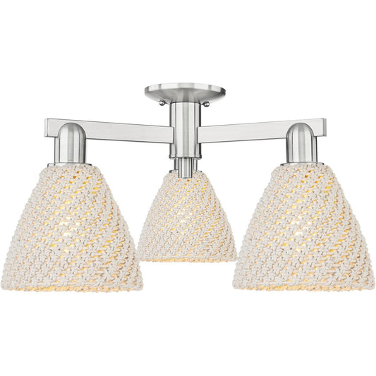 Innovations Lighting  716-3F-SN-NBD-75-NAT Natural Ballston Dome Semi-Flush Mount