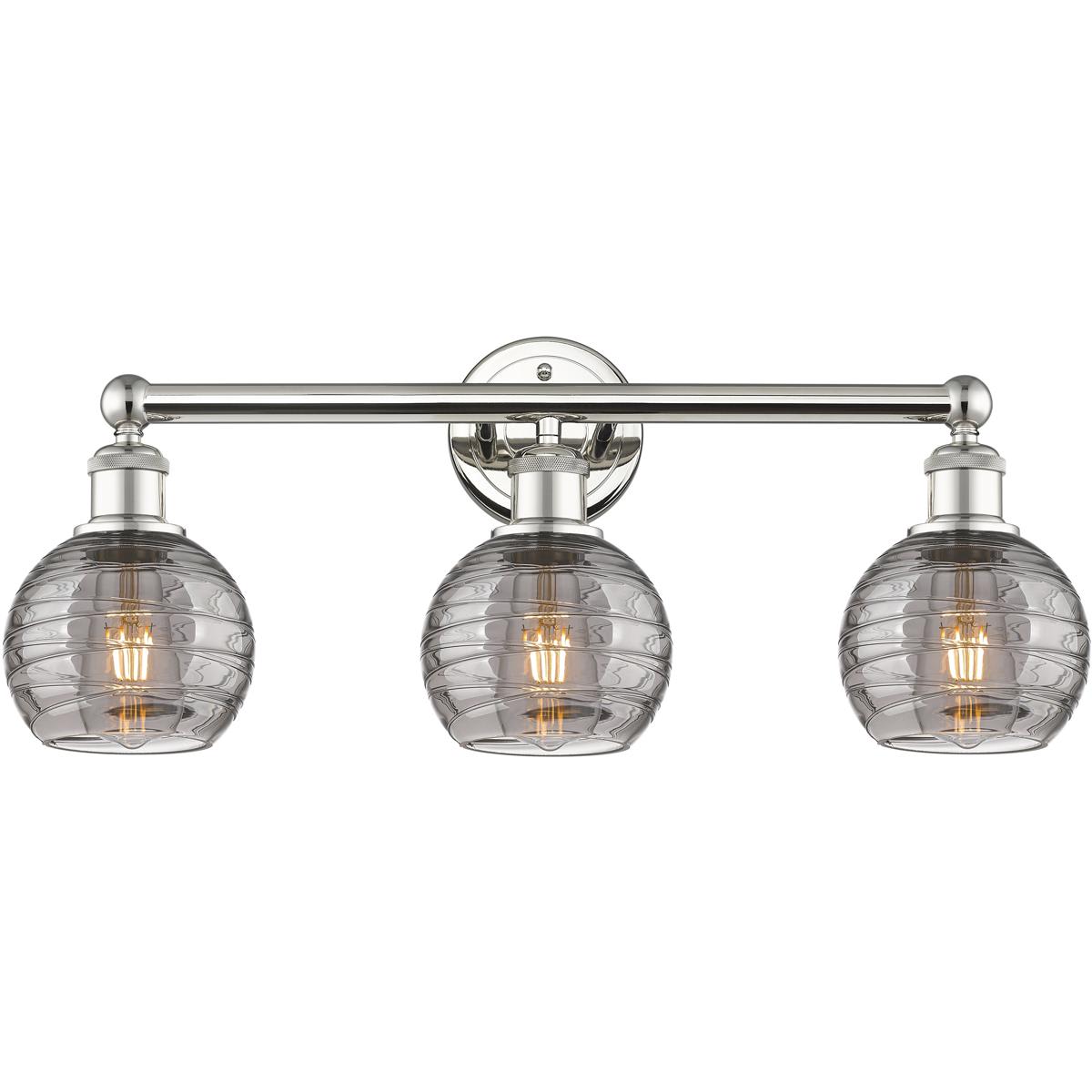 Innovations Lighting  616-3W-PN-G1213-6SM Edison Athens Deco Swirl Bathroom Vanity Light