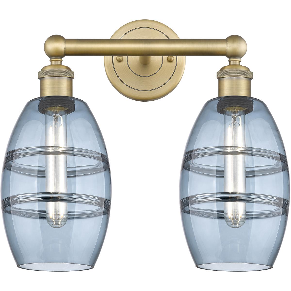 Innovations Lighting  616-2W-BB-G557-6BL Edison Vaz Bathroom Vanity Light Brushed Brass