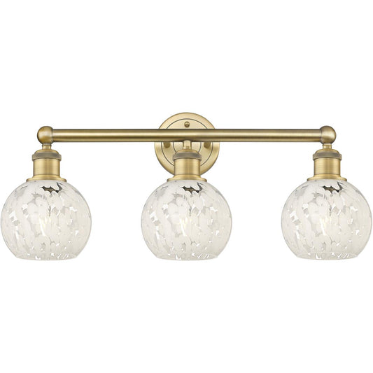 Innovations Lighting  616-3W-BB-G1216-6WM Edison White Mouchette Bathroom Vanity Light Brushed Brass