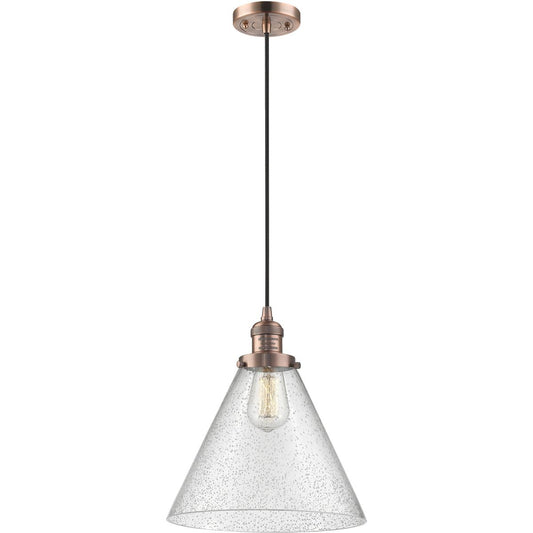 Innovations Lighting  201C-AC-G44-L-LED Franklin Restoration Cone Mini Pendant Antique Copper