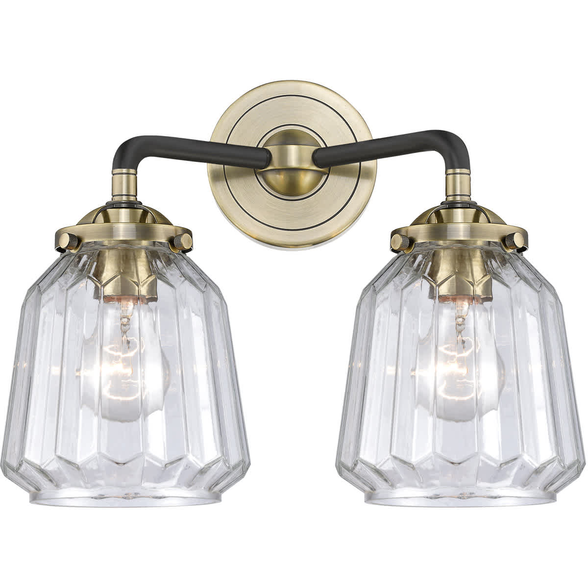 Innovations Lighting  284-2W-BAB-G142-LED Nouveau Chatham Bathroom Vanity Light Black Antique Brass