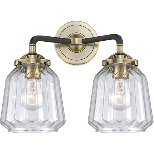 Innovations Lighting  284-2W-BAB-G142-LED Nouveau Chatham Bathroom Vanity Light Black Antique Brass