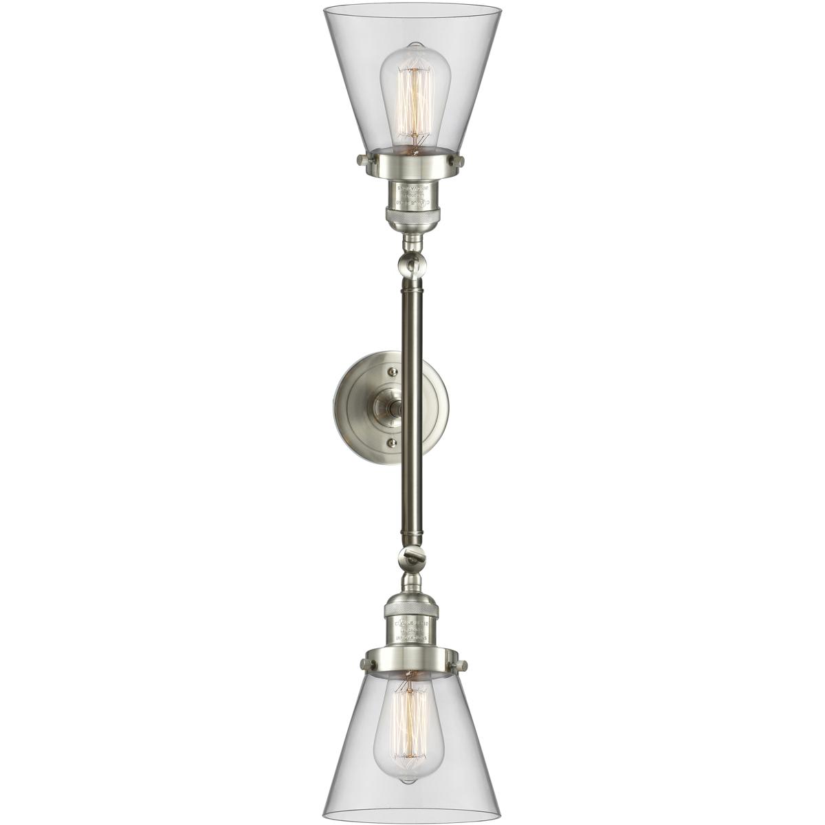 Innovations Lighting  208-SN-G62-LED Franklin Restoration Small Cone Bathroom Vanity Light