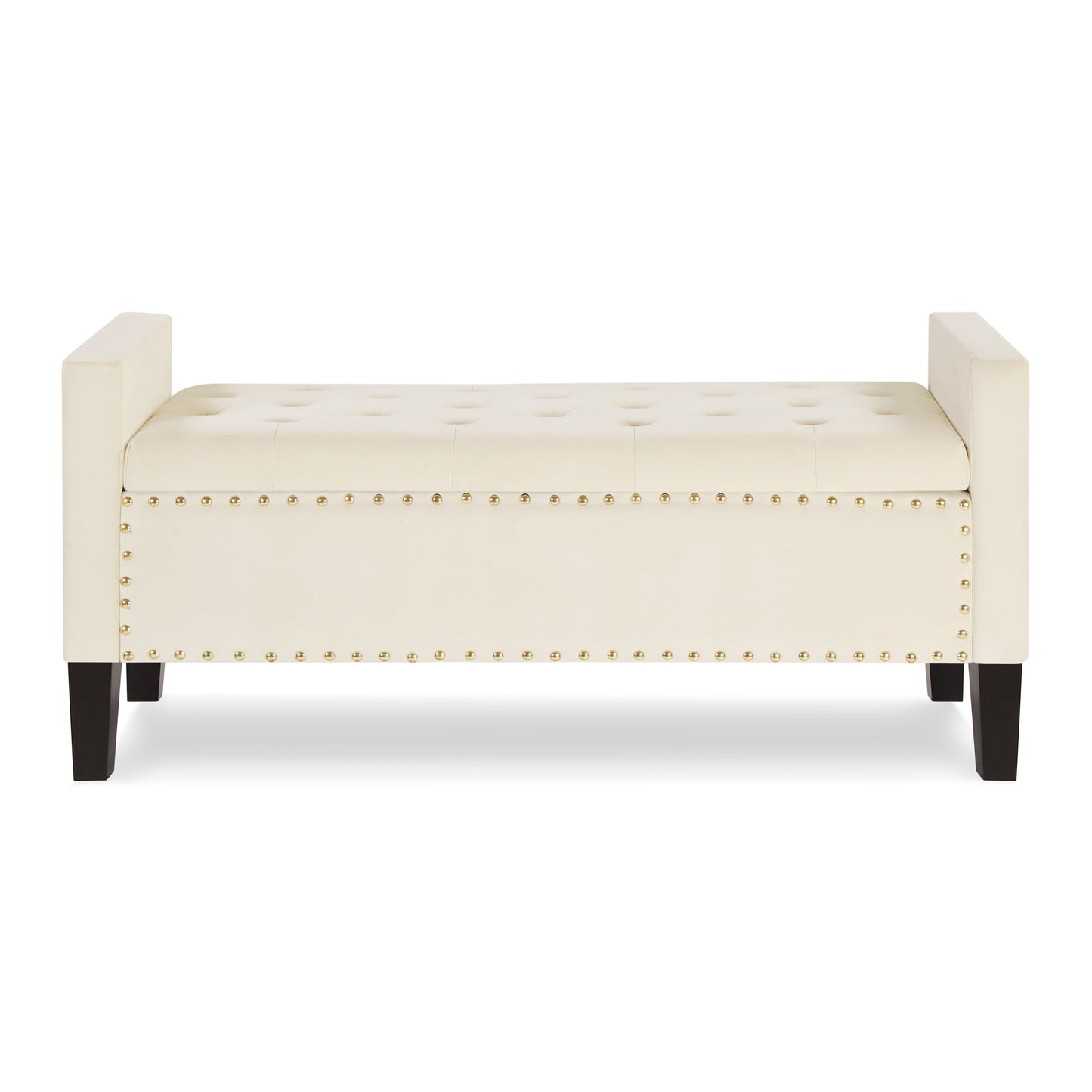 SINOFURN Modern Cream Accent Bench with Storage 48-in x 18.5-in x 18-in