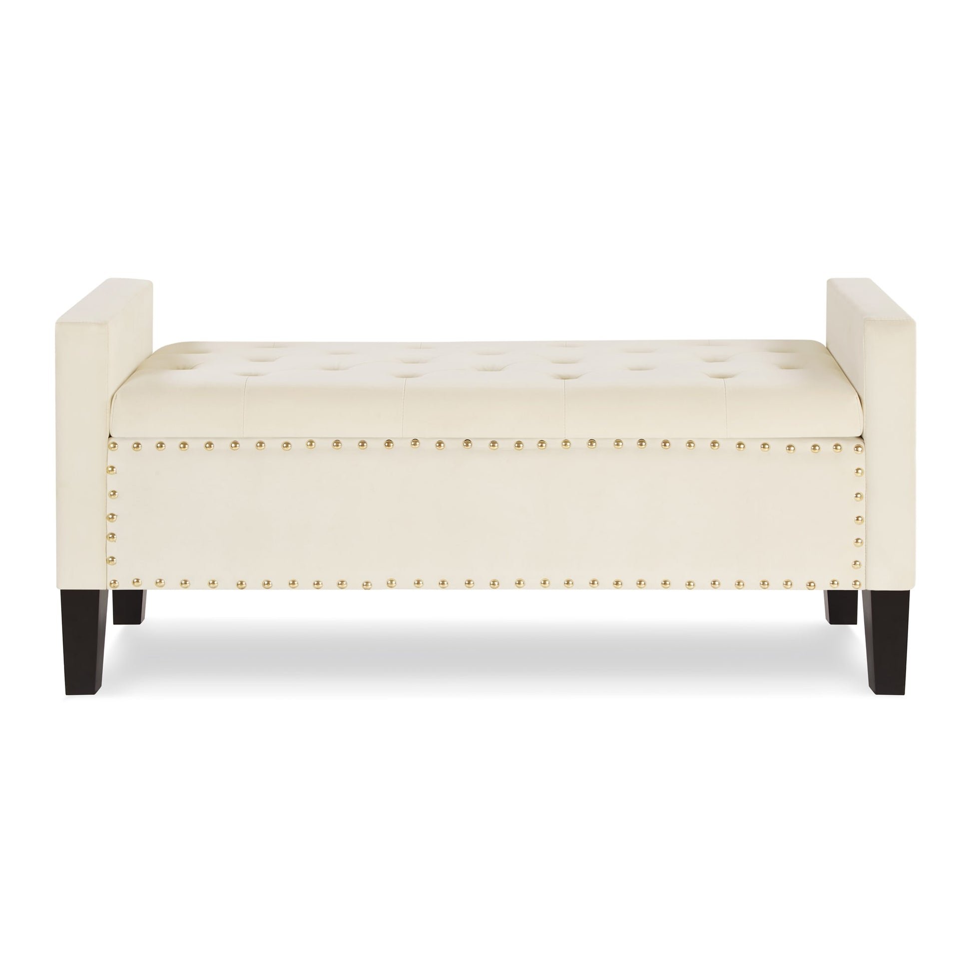 SINOFURN Modern Cream Accent Bench with Storage 48-in x 18.5-in x 18-in