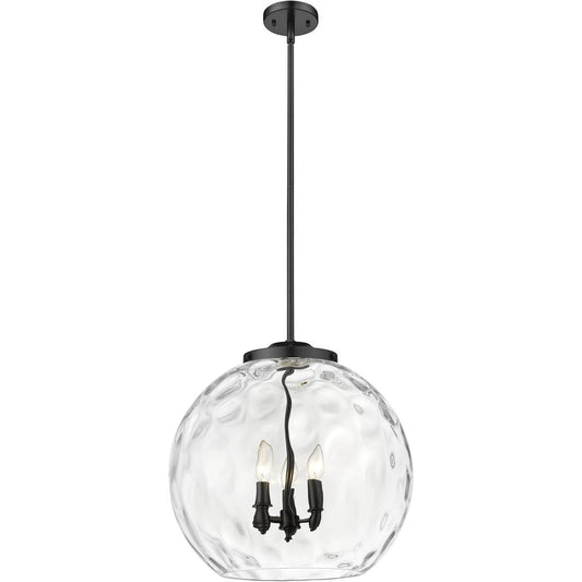 Innovations Lighting  221-3S-BK-G1215-18 Ballston Athens Water Glass Pendant Matte Black