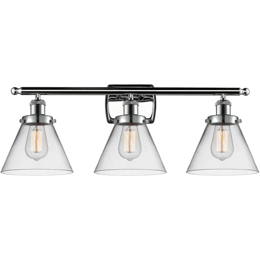 Innovations Lighting  916-3W-PC-G42-LED Ballston Large Cone Bathroom Vanity Light Polished Chrome