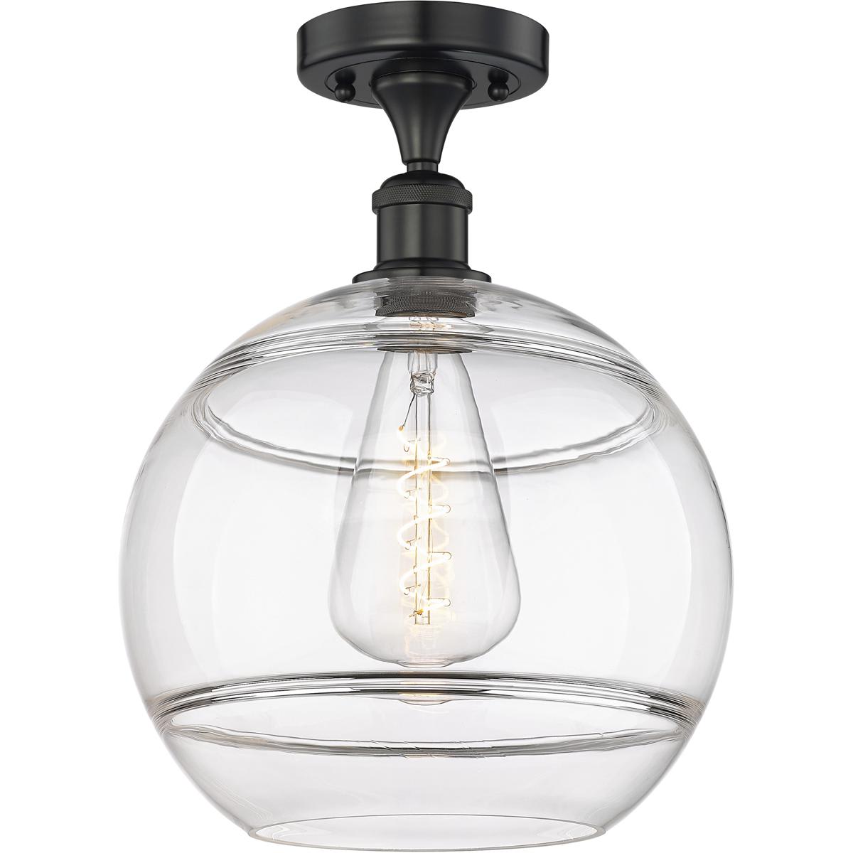 Innovations Lighting  616-1F-BK-G556-12CL Edison Rochester Semi-Flush Mount Matte Black