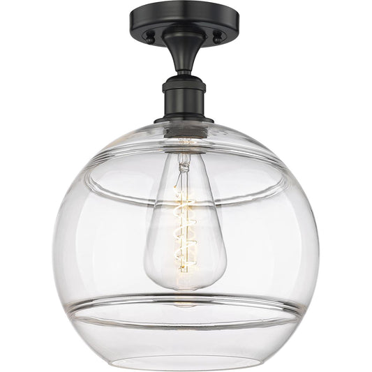 Innovations Lighting  616-1F-BK-G556-12CL Edison Rochester Semi-Flush Mount Matte Black