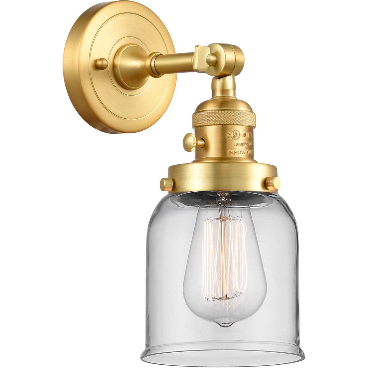 Innovations Lighting  203SW-SG-G52 Franklin Restoration Small Bell Wall Sconce Satin Gold