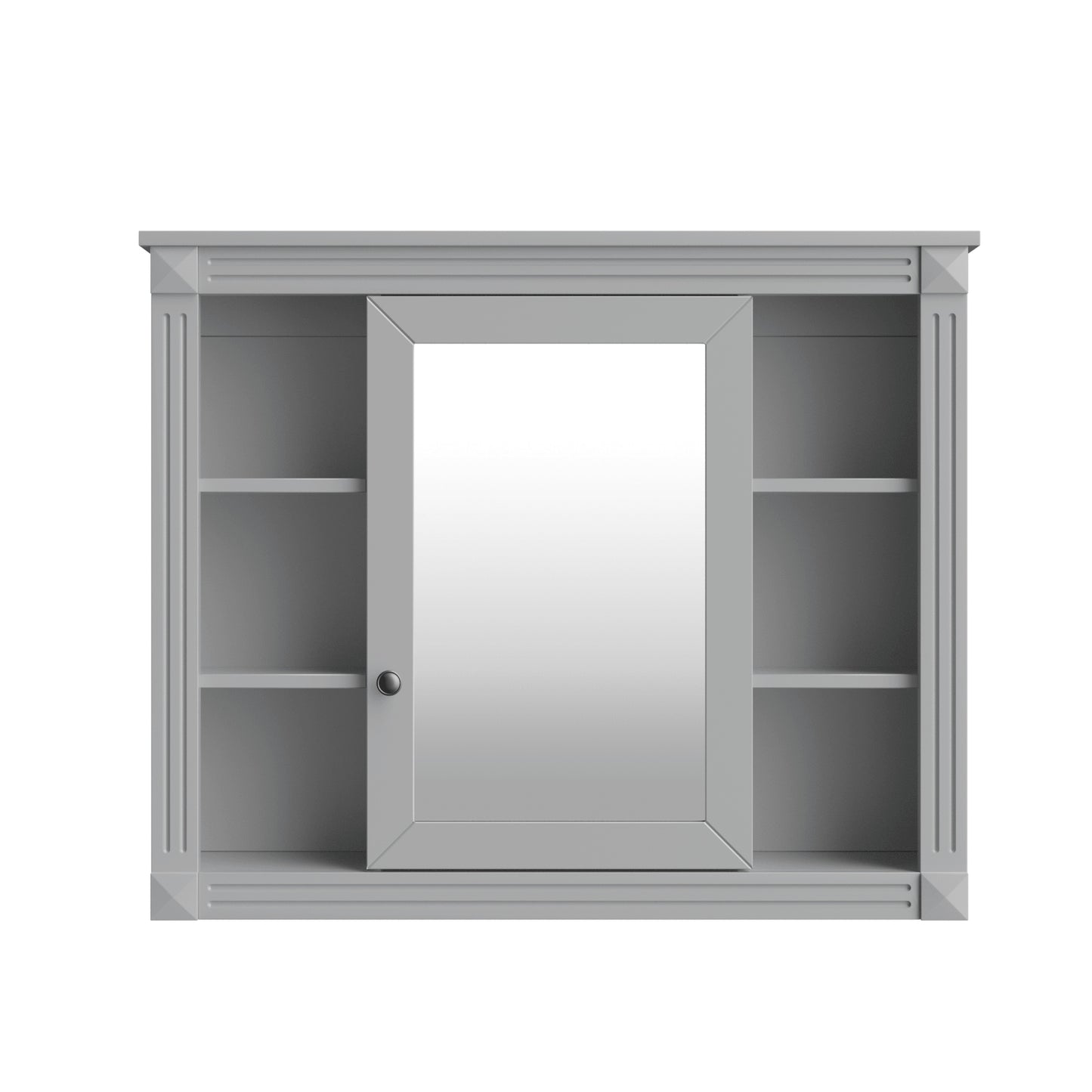 Vynxaria  35in W x 28in H Rectangular MDF Grey 1Pc Wall Mounted Medicine Cabinet with Mirror