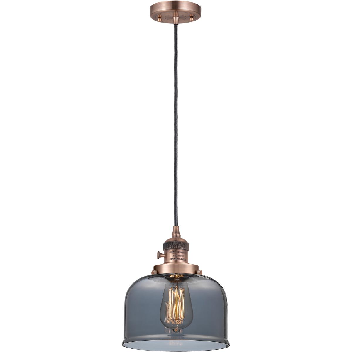 Innovations Lighting  201CSW-AC-G73-LED Franklin Restoration Bell Mini Pendant Antique Copper