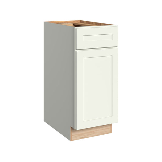 KraftMaid Momentum Deveron 15-in W x 34.5-in H x 24-in D Dove White Base Fully Assembled Plywood Cabinet Recessed Panel Shaker