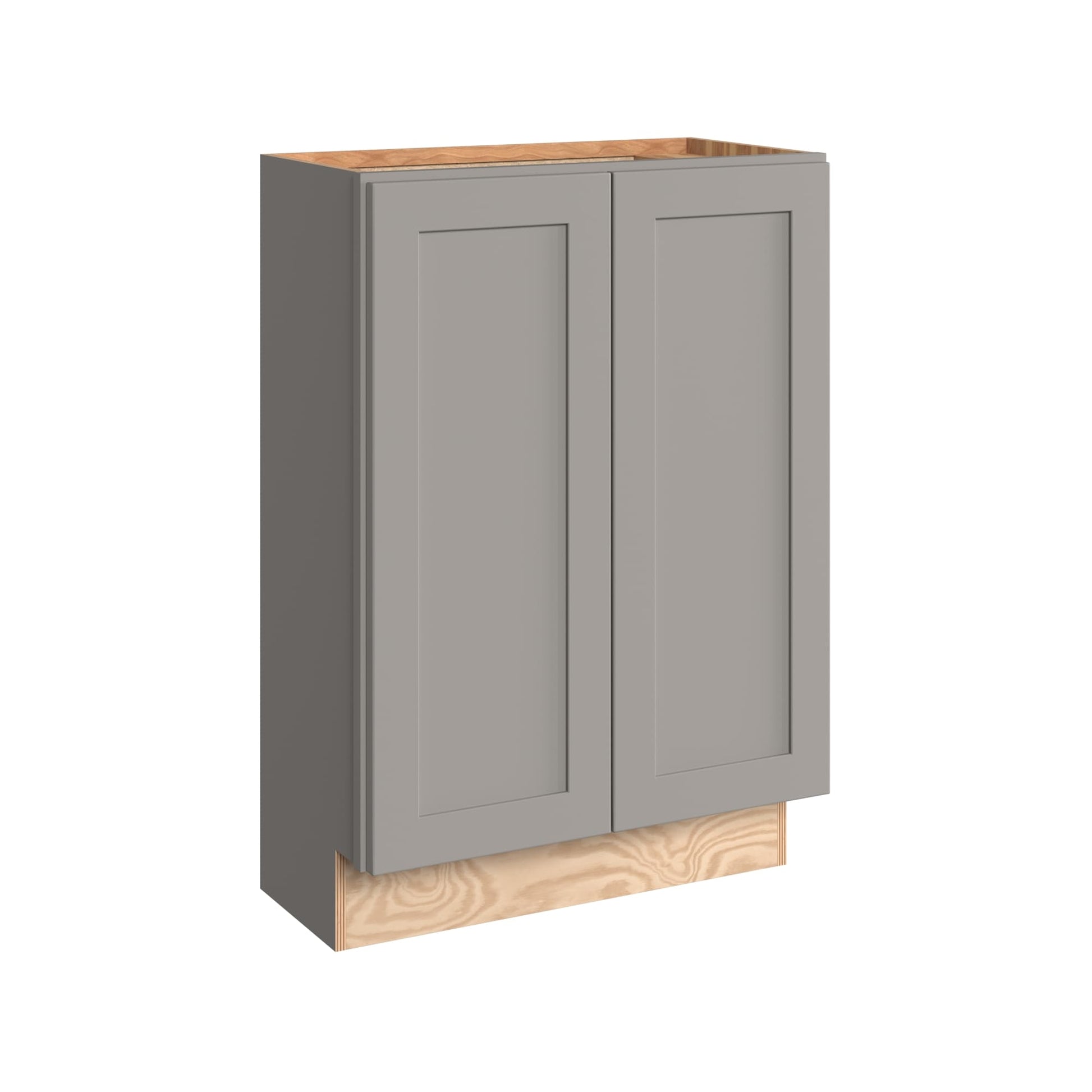 KraftMaid Momentum Deveron 24-in W x 34.5-in H x 12-in D Pebble Grey Base Fully Assembled Plywood Cabinet Recessed Panel Shaker