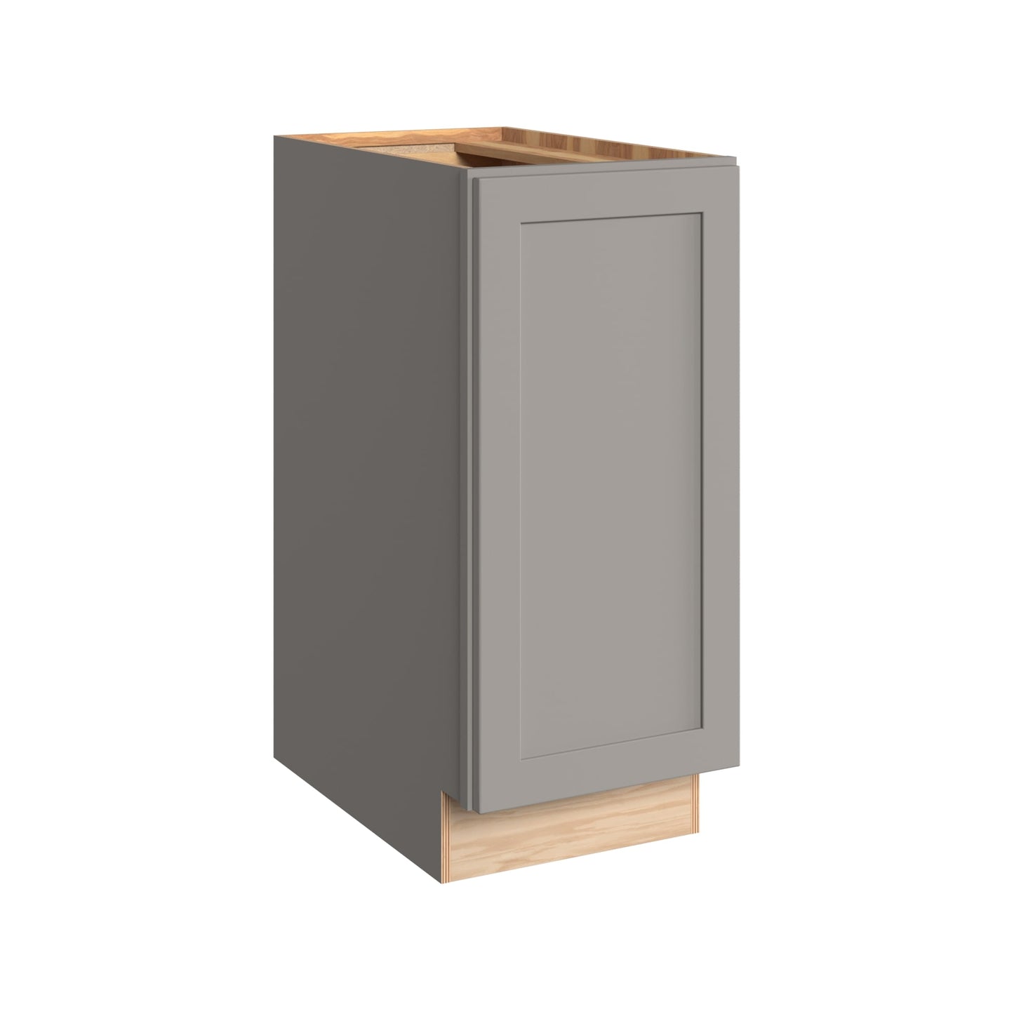 KraftMaid Momentum Deveron 15-in W x 34.5-in H x 24-in D Pebble Grey Base Fully Assembled Plywood Cabinet Recessed Panel Shaker