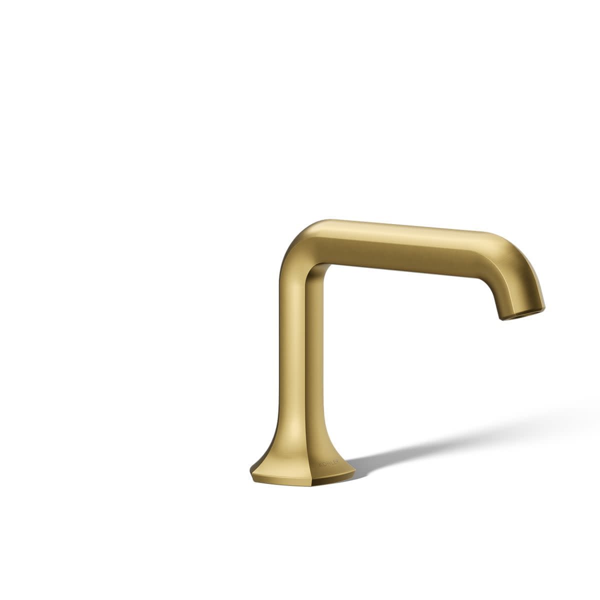 KOHLER Occasion Vibrant Brushed Moderne Brass Single hole Sold separately WaterSense Mid-arc Residential Handle Bathroom Sink Faucet with Drain