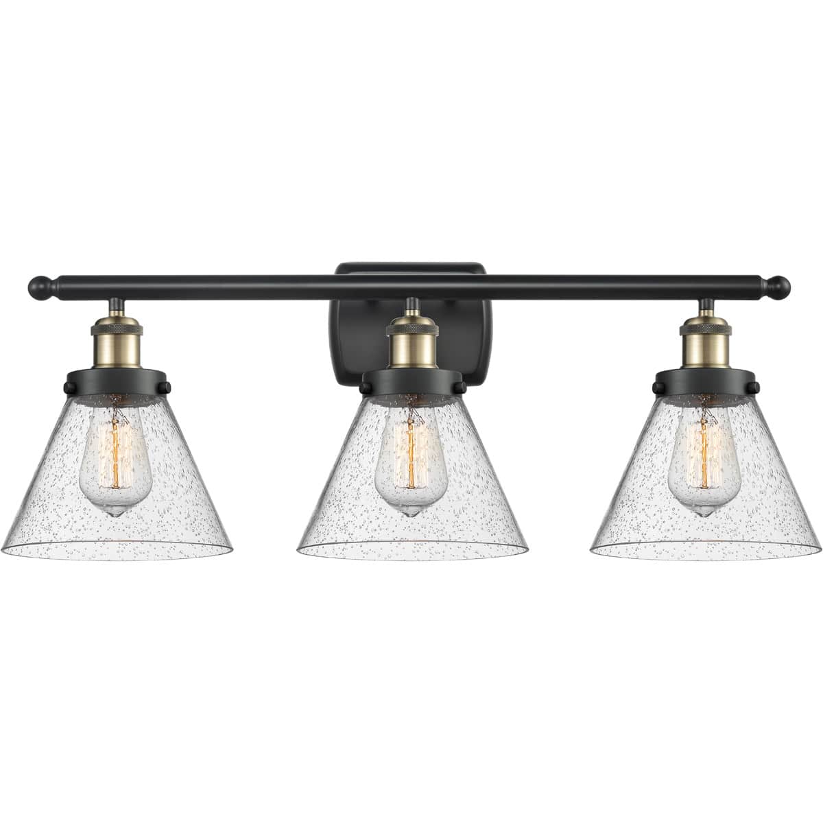 Innovations Lighting  916-3W-BAB-G44 Ballston Large Cone Bathroom Vanity Light Black Antique Brass