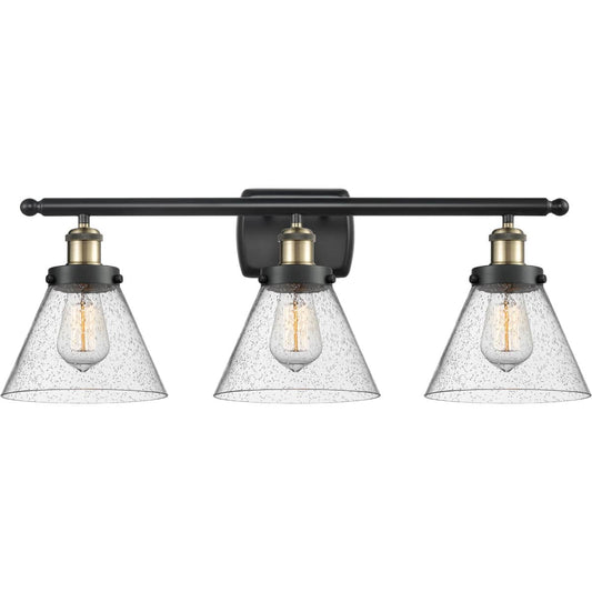 Innovations Lighting  916-3W-BAB-G44 Ballston Large Cone Bathroom Vanity Light Black Antique Brass