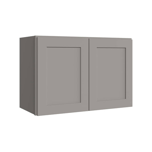 KraftMaid Momentum Deveron 27-in W x 18-in H x 12-in D Pebble Grey Wall Fully Assembled Plywood Cabinet Recessed Panel Shaker