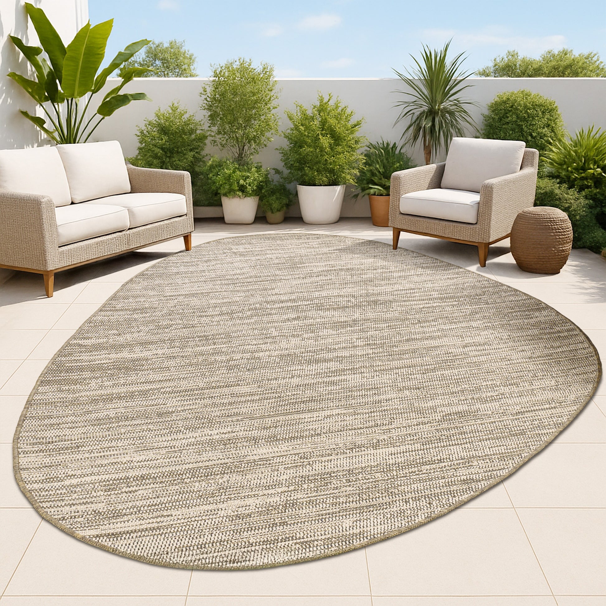 JONATHAN  Y SHAPES Callan Rustic 9 x 12 (ft) Loomed Polypropylene Beige/Brown Rectangular Indoor/Outdoor Abstract Coastal House Wahable Pet Friendly Area rug