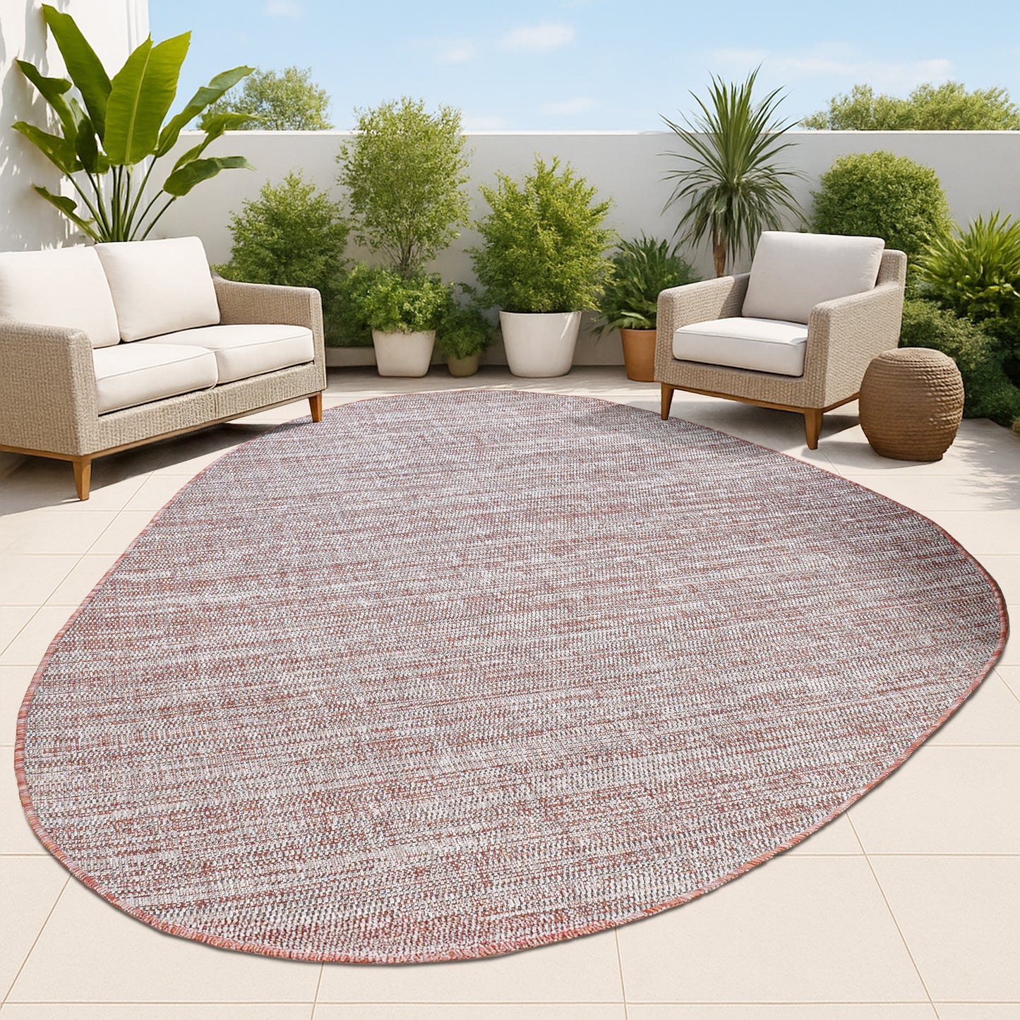 JONATHAN  Y SHAPES Callan Rustic 9 x 12 (ft) Loomed Polypropylene Beige/Red Rectangular Indoor/Outdoor Abstract Coastal House Wahable Pet Friendly Area rug