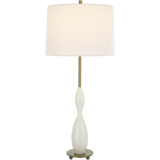 Uttermost  30235 Annora 34 inch 15000 watt Glossy White and Antique Brass Table Lamp Portable Light
