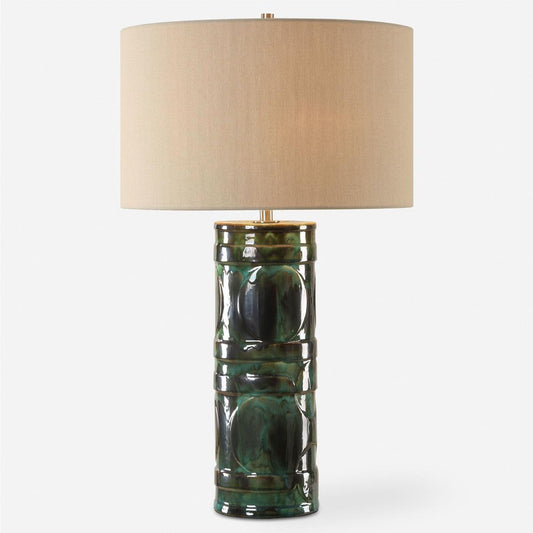 Uttermost  30396 Loch Table Lamp Peacock Green And Slate Glaze and Brushed Nickel