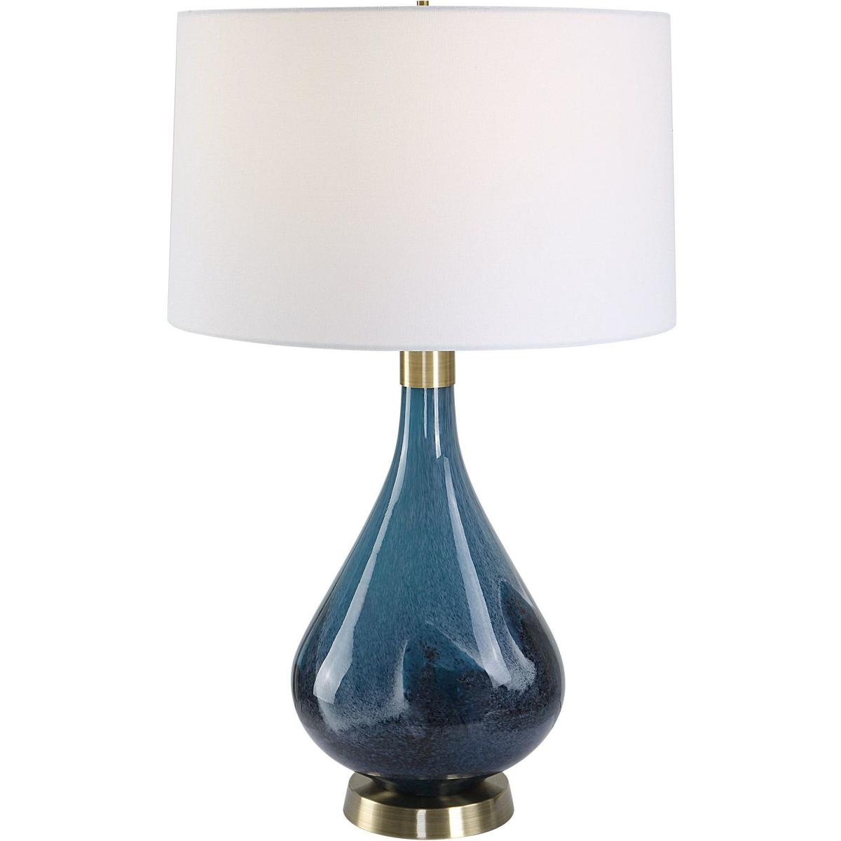 Uttermost  30098 Riviera Table Lamp Sapphire and Dark Navy Blue with Antique Brass