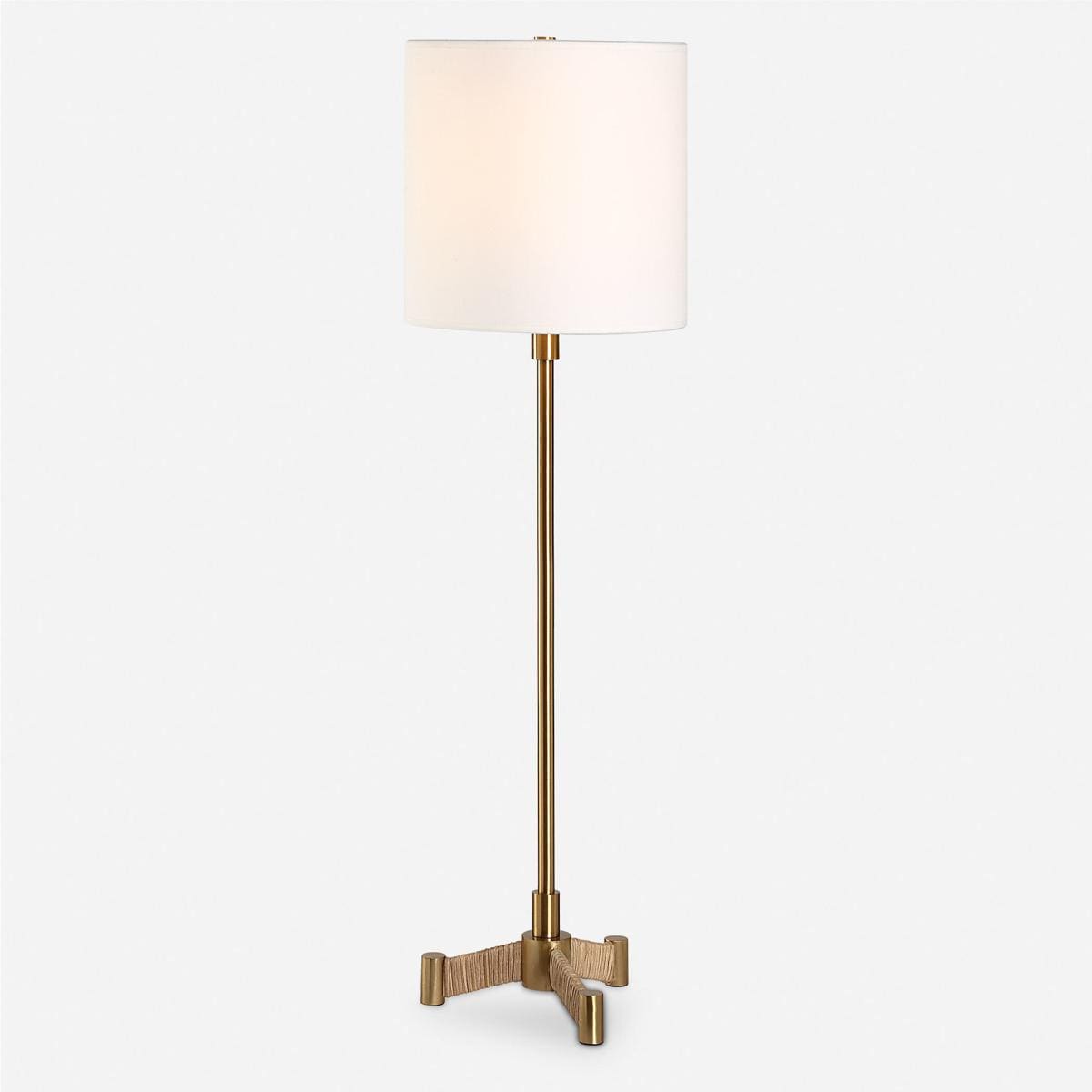 Uttermost  30406-1 Lautoka 36 inch 10000 watt Brass and Rattan Buffet Lamp Portable Light
