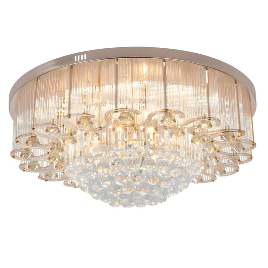 EFPERFECT 24 Inch Luxury Gold Crystal Chandelier 6 Lights Ceiling Light Fixtures LED K9