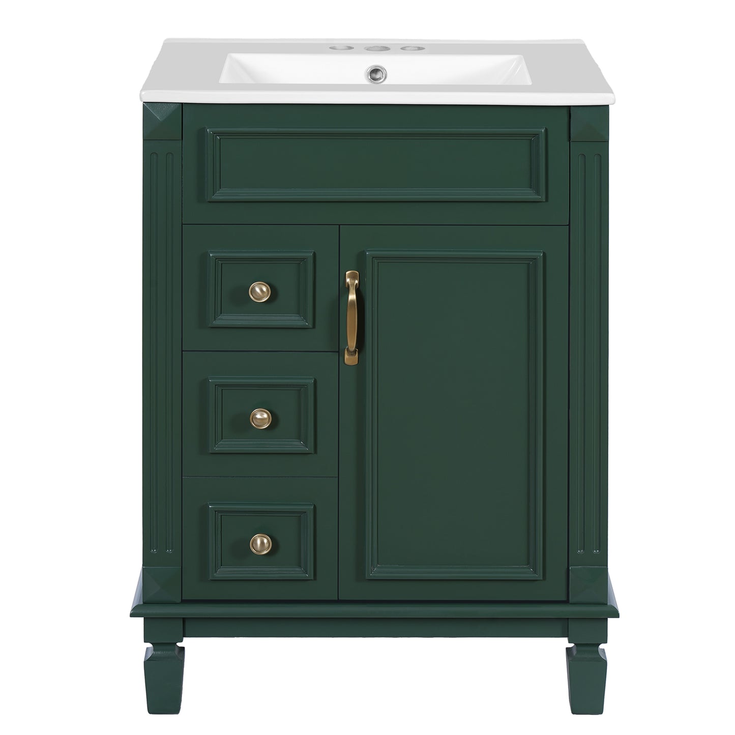 Iseryn 24-in Green Undermount Single Sink Bathroom Vanity with White Ceramic Top